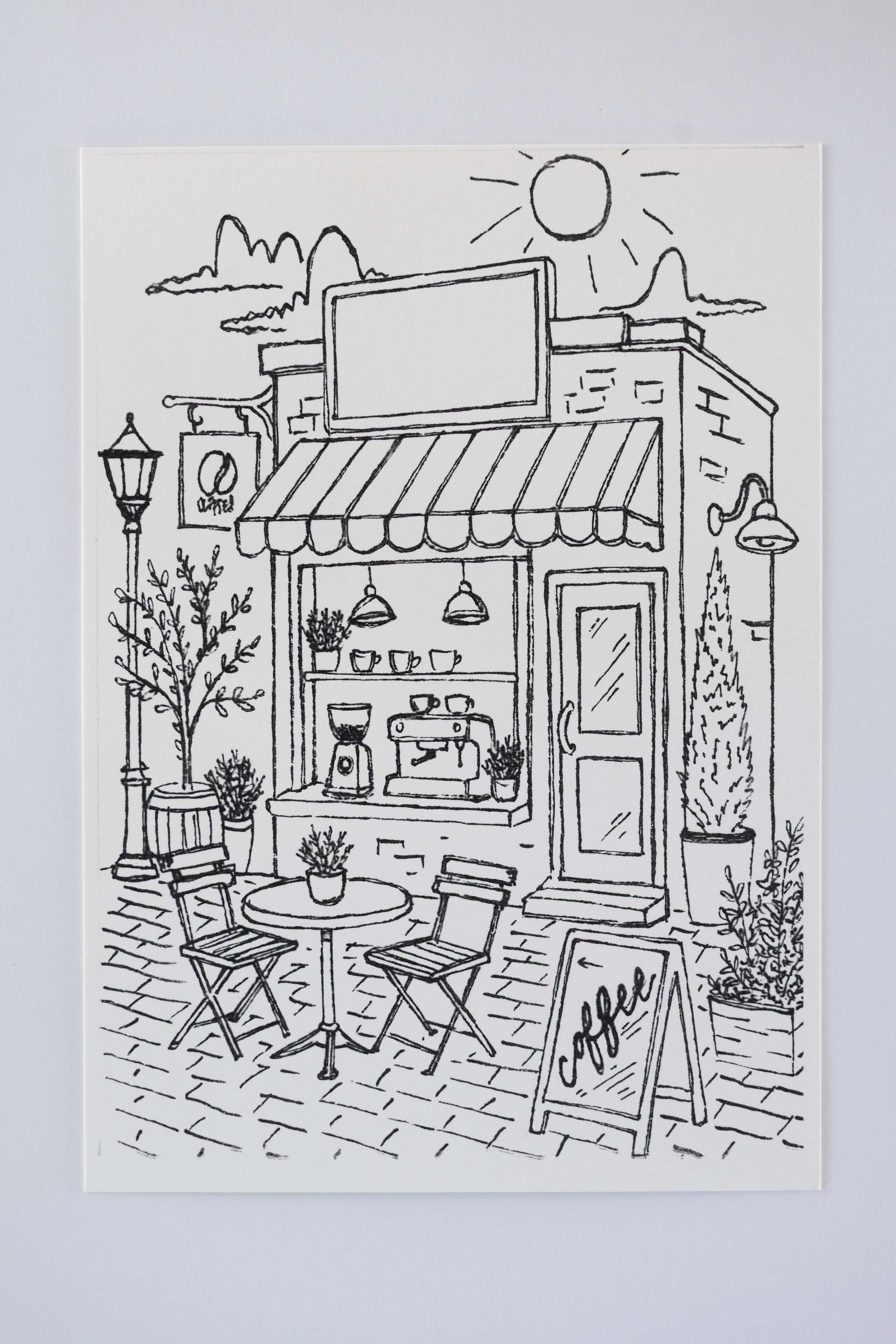 Watercolor On The Go coloring sheet illustration