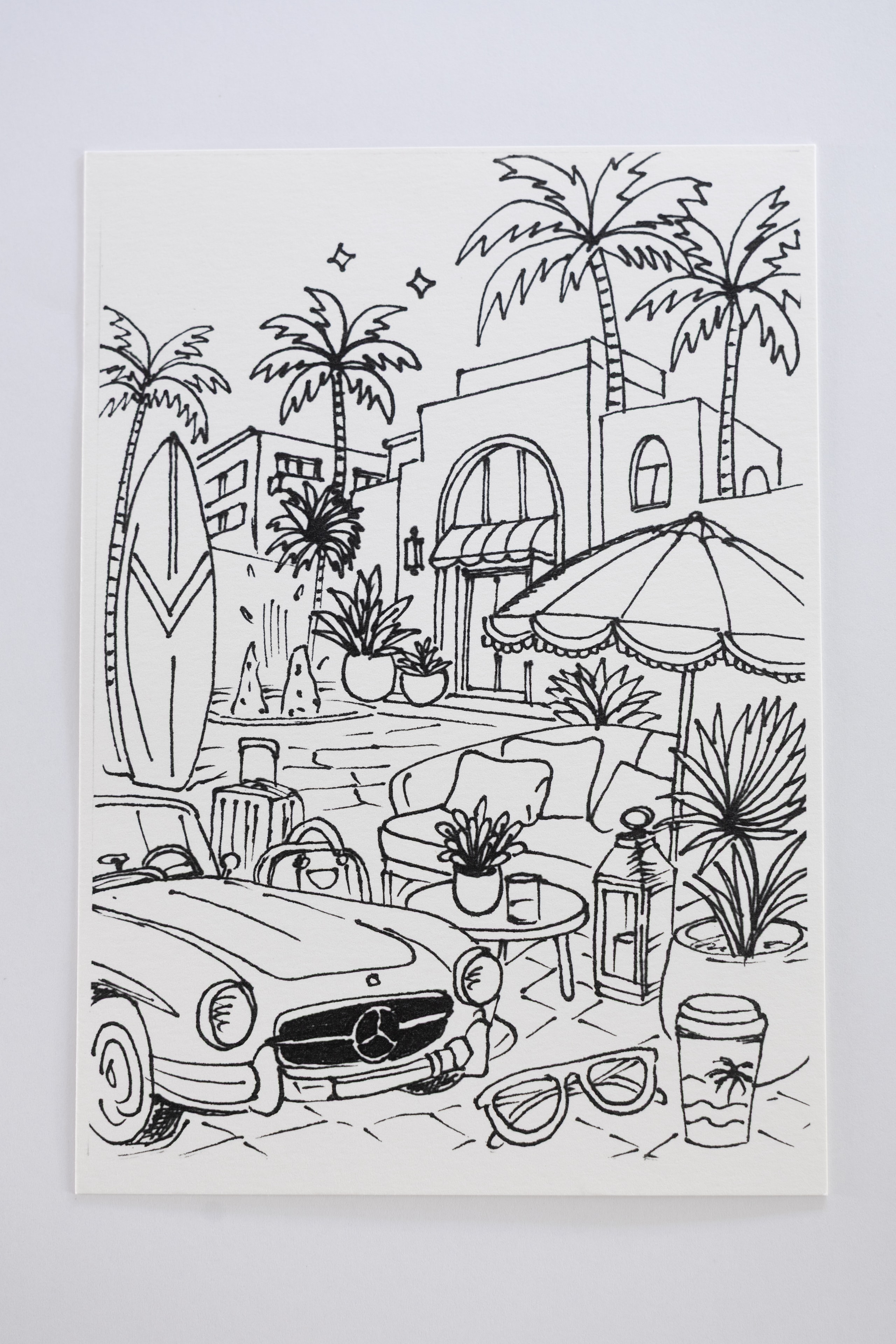 Watercolor On The Go coloring sheet illustration